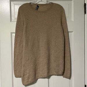 MAGASCHONI Cozy asymmetrical Camel cashmere long sleeve Knit Tunic Sweater